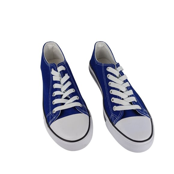 EPIC STEP LOW TOP DENIM CANVAS CASUAL LACE UP SNEAKERS WOMEN SIZE 9 BLUE WHITE - Picture 1 of 9
